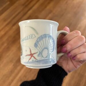 Vintage Seaside Shell Ceramic Coffee Mug with Starfish Design